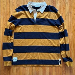 Lacoste Blue and Yellow Striped Rugby Shirt
